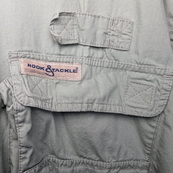 Hook & Tackle Mens 2XL Fishing Shirt Vented Cargo Pockets Light Green Outdoor - Picture 5 of 9